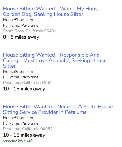 House Sitting listings on snagajob.com, showing similar listings to HouseSitter.com