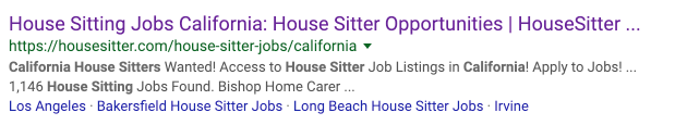housesitter.com ranking #2 in the remaining organic search results